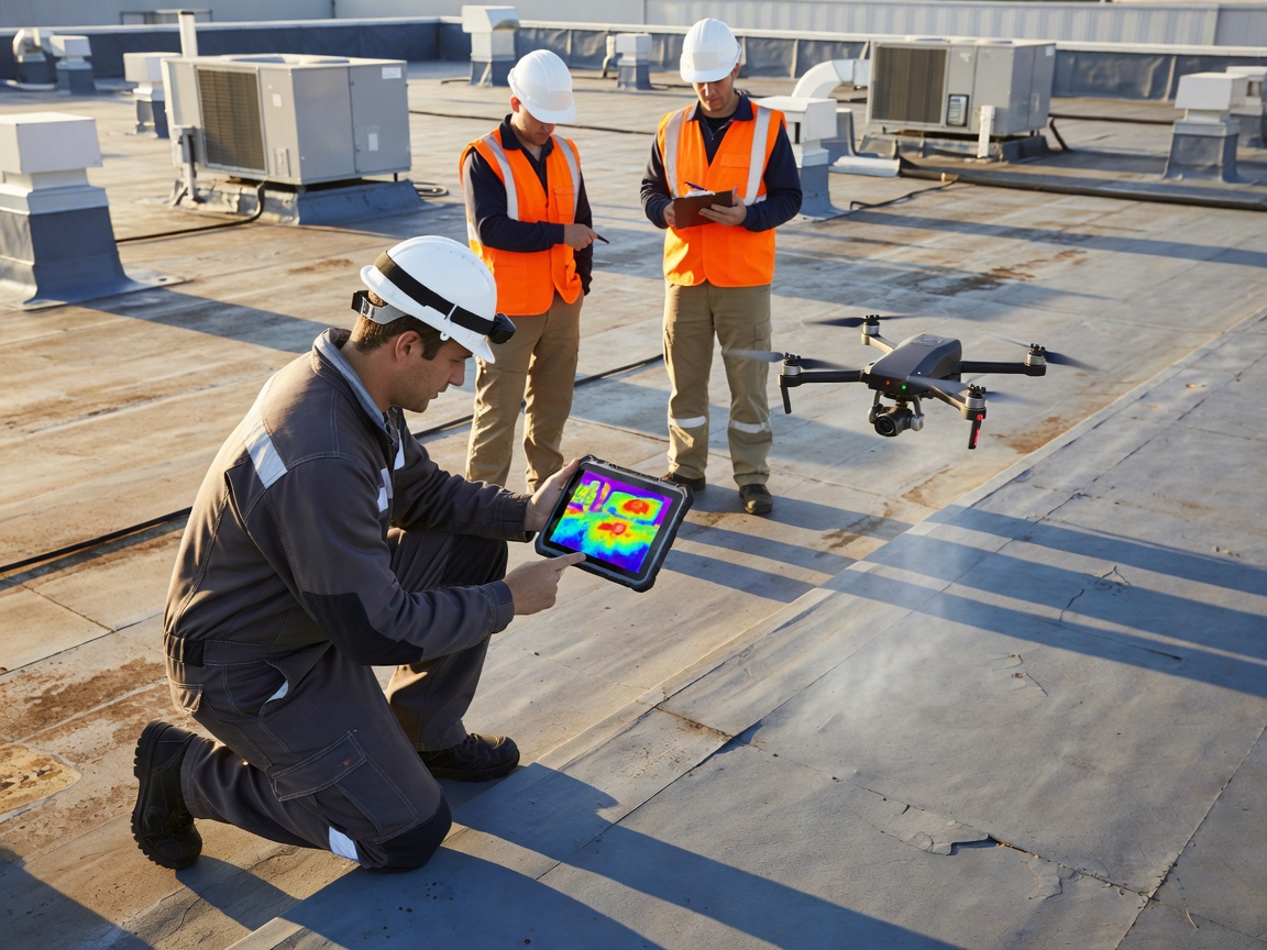 Drone infrared thermography and roof inspection maintenance team